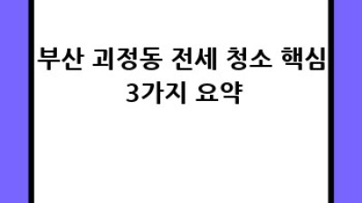 부산 사하구 괴정동 전세 청소 완벽 가이드!